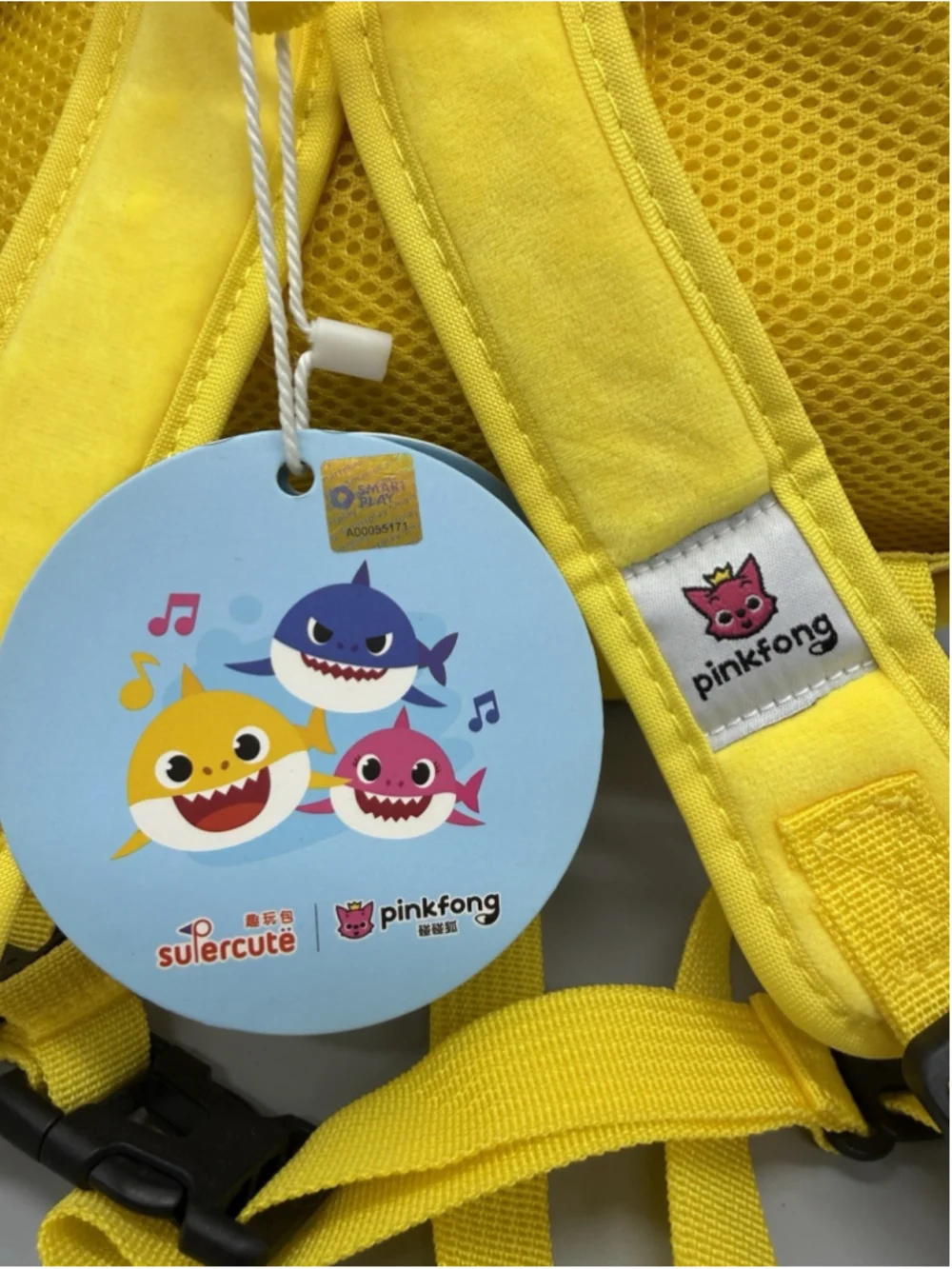 Pinkfong Baby Shark Yellow Small Kids Plush Backpack Polyester Zip Pockets